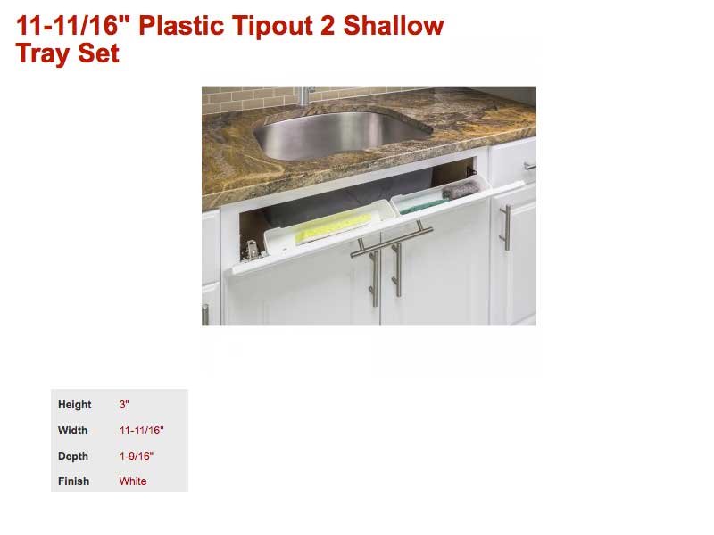 Hardware Resources 11 Inch Width Plastic Tipout 2 Shallow Tray Set